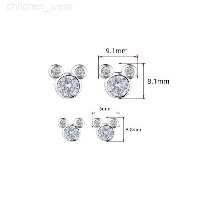Disney 100% 925 Sterling Silver Jewelry Small and Exquisite Zircon Cute Cartoon Mickey Stud Earrings for Women W20250716