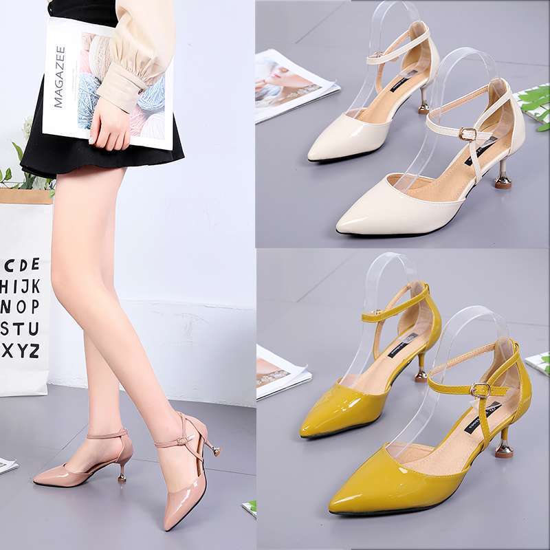 Designer sandals Cat Heel Sandals for Women 2025 New Summer Korean Style Versatile Closed Stiletto Pointed Toe Single One-Strap High Heels Women'