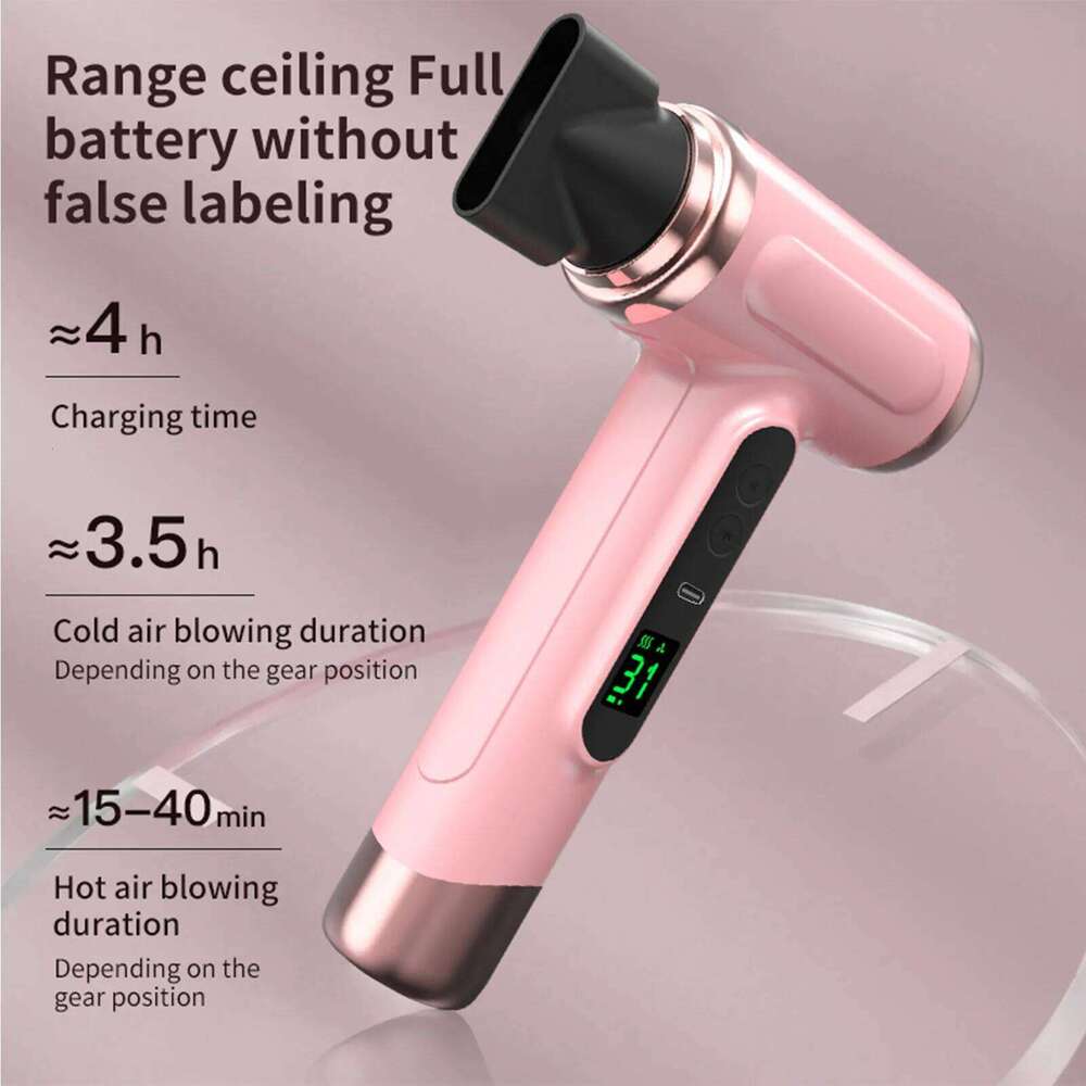 Portable USB Charging Ergonomic Grip Hot And Cold Air Hair Dryer 200W Fast Drying Lightweight With Nozzle For Travel