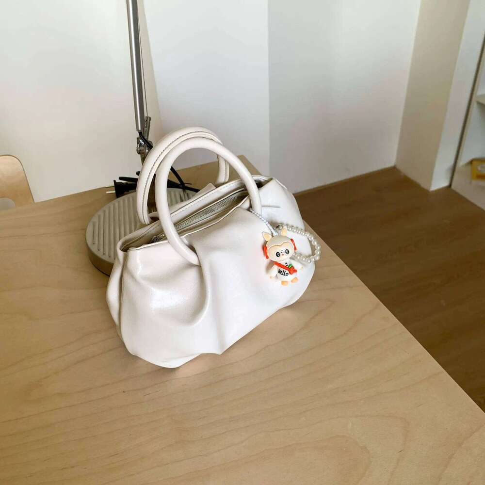 2025 Cloud Shoulder - Korean Style Wrinkled Purse With Ring Handle, Pastel Crossbody Bag For Women