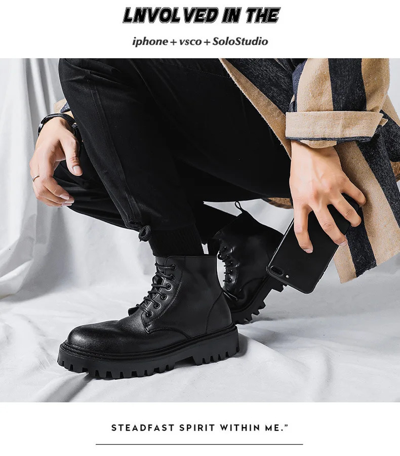 Fashion PU Leather Men Ankle Boots Outdoor Casual Shoes Lightweight Mens Warm Work Boots Classic Handmade Boots 250715
