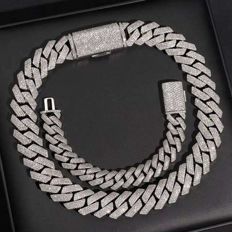 Cuban chain designer necklace bracelet by testing 15mm 20mm gold Moissanite Dia Cuban chain necklace for men and women Free of charge delivery