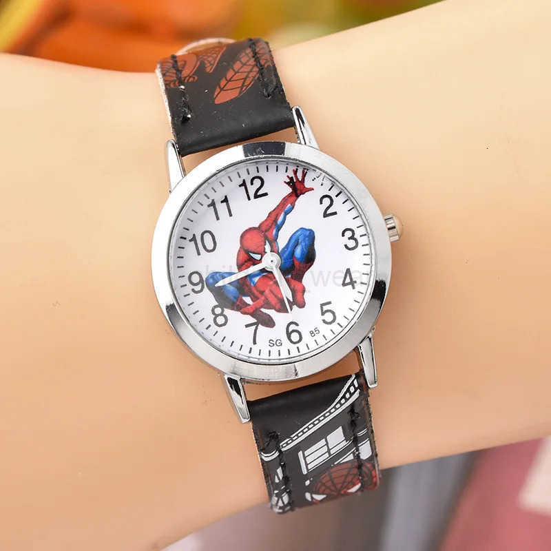 Disney Spiderman Watch Cute Cartoon Watch Kids Watches Boys Christmas Gift Leather Quartz Watch W20250716