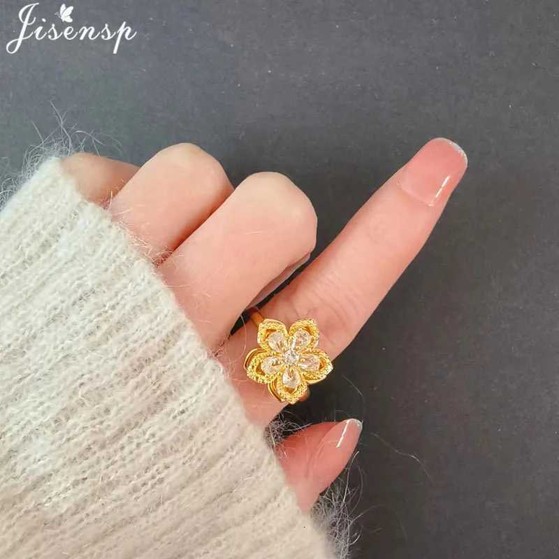 Korean Woman Anxiety Relaxing Ring Multiple Crystal Sunflower Snowflake Knuckle Rings Anti Stress Jewelry Girls Rotating Gift S250716