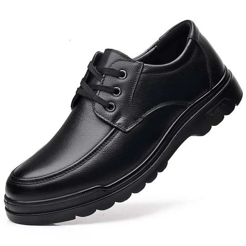 Cowhide Men Shoes Men Business Casual Leather Shoes Men Fashion Breathable Shoes British Casual Lace Up Single Leather Shoes W250716