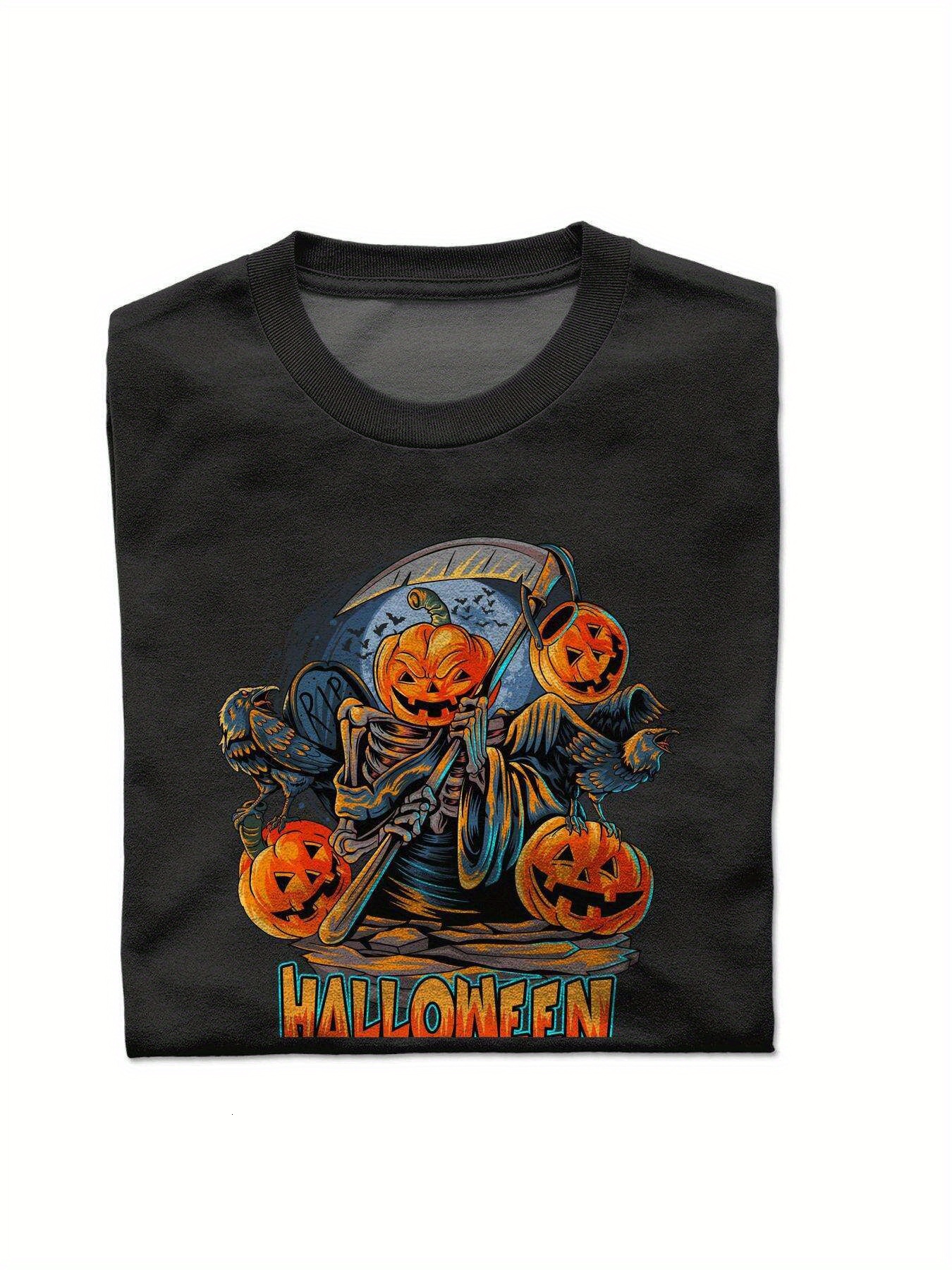 VogueEpoch Men Graphics Round collar Cotton S-3XL White black 180g Short sleeve T Shirts Adult Halloween Wed 5f