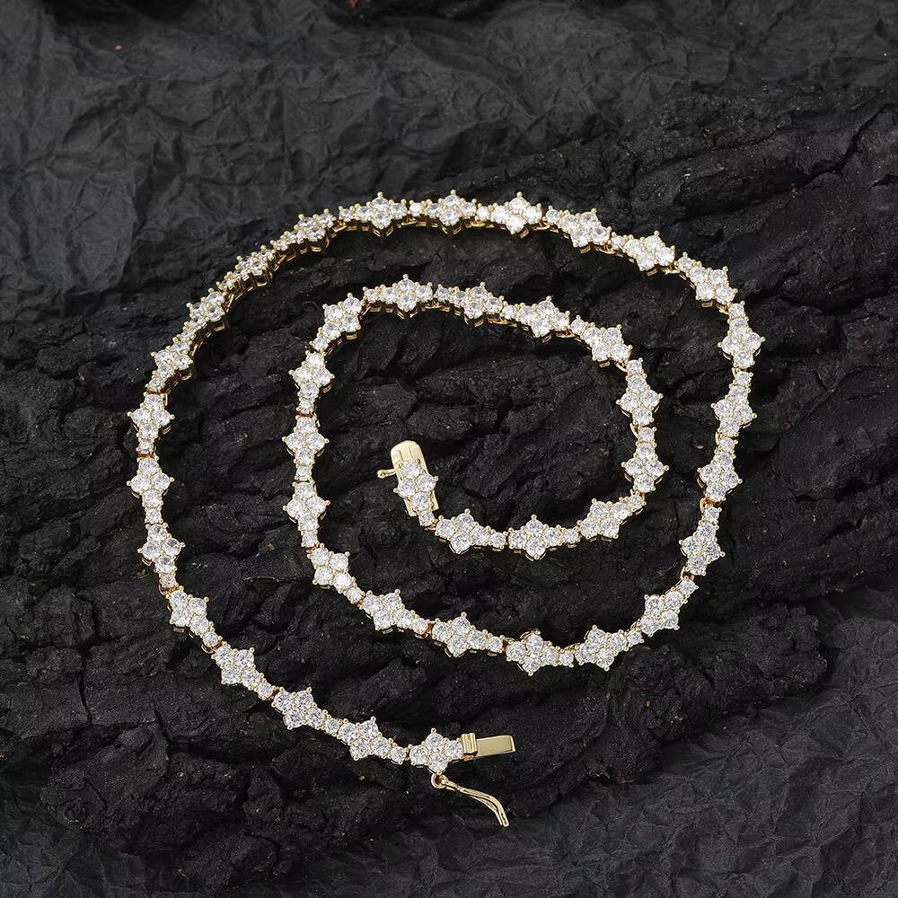 Hip Hop Jewelry Fashion Iced Out 18k Gold Silver Plated Diamond Tennis Chain Cz Necklace for Men Women