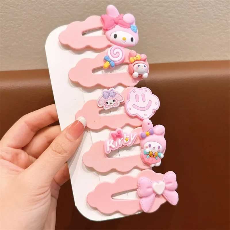 Sanrio 2025 New Sanrio Childrens Hair Clip Cute Kuromi Cartoon Hair Clip Set Sweet Beauty Childrens Cloud Clip Hair Accessoriesw250716