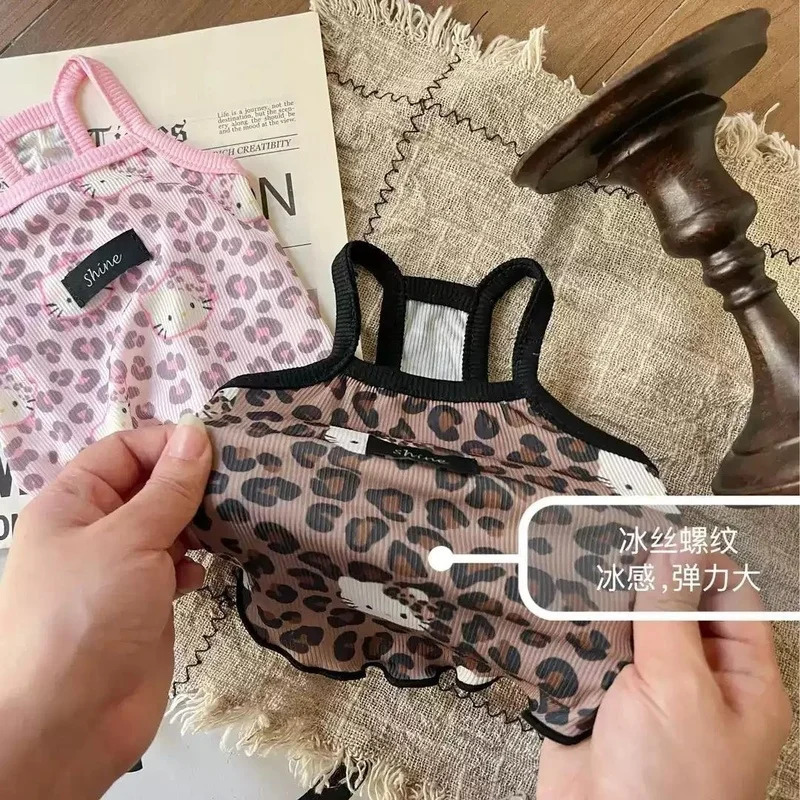 Spring Summer Pet Clothes Spice Girls Wind Suspenders LeopardPrint Kitty Ice Silk And Cool Fabrics Cats Dogs Wear Them 250711
