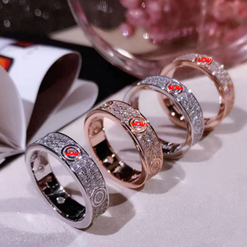 925 Silver Rings Thiner Classic Love Three Rows of Luxury Eternity Ring D VVS Moissanite Wedding Engagement Ring Ladies Men