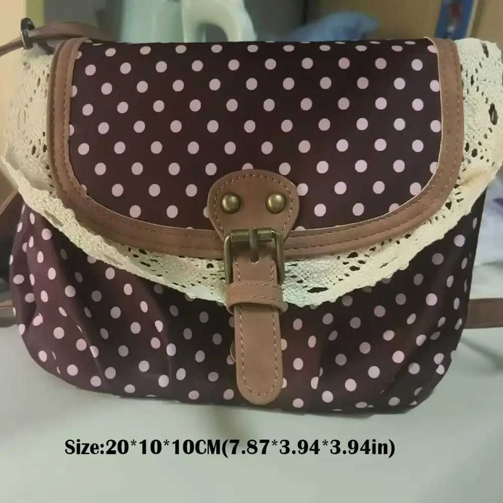 New Polka Dot Vintage Bag Casual Canvas Crossboby Bag Lace One-Shoulder Bag