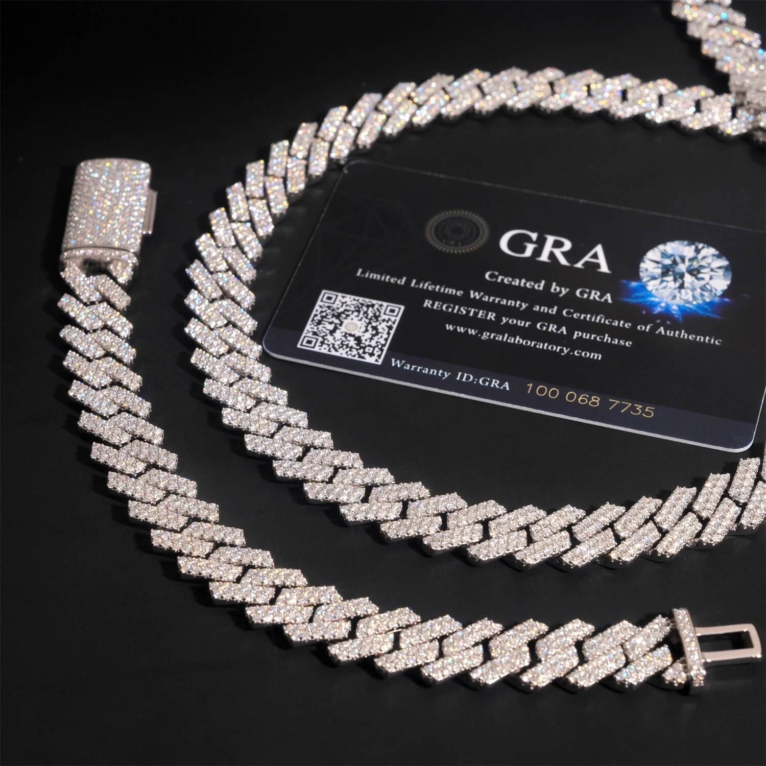 13mm Width Men Cuban Necklace Bracelet 925 Silver D Color VVS Double Row Moissanite Hip Hop Jewelry