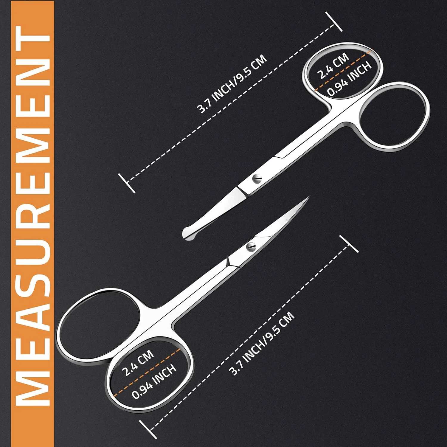 Care Eyebrow Scissors Curved rounded stainless steel scissors for grooming mustache beard eyelashes ear hair. Perfect W250716