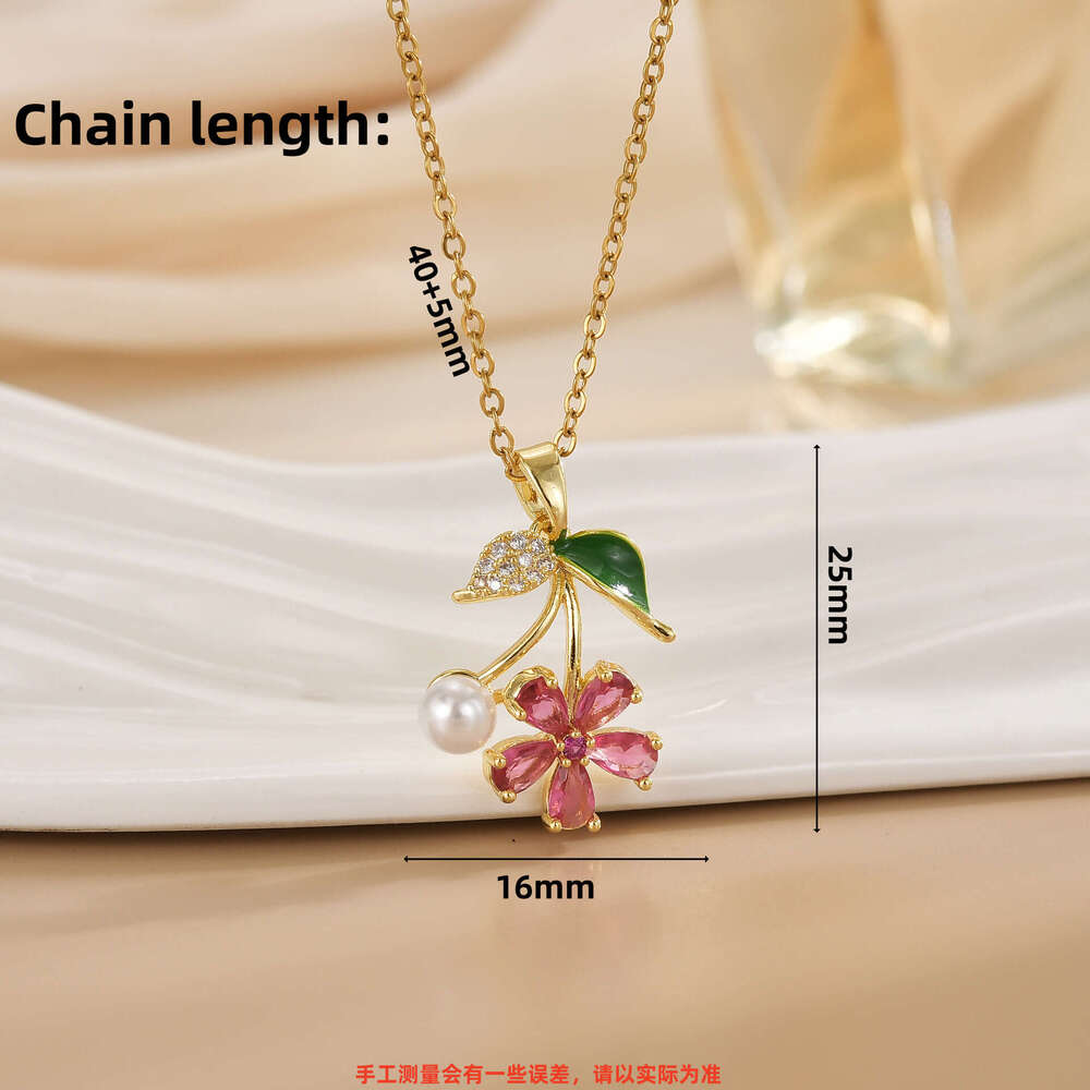 Korean Style Titanium Steel Necklace For Women, Micro Inlaid Full Zircon Colorful Flower Collarbone Chain, Light Niche High-End Feel, Non-Fading Jewel