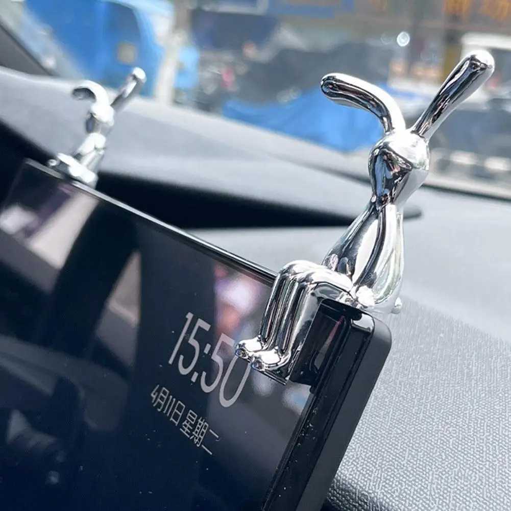 Nordic Electroplated Rabbit Figurine Car Center Console Ornament Home Desk Decor Minimalist Art Gift for Vehicle Living Room S25716