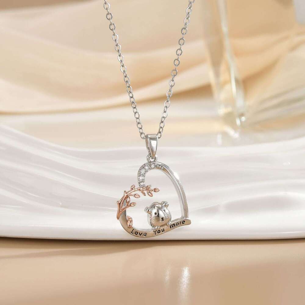 Fei Rong New Animal Necklace Design Cute Saber Guinea Pig Heart-Shaped Engraved Letter Pendant Collarbone Chain 87D