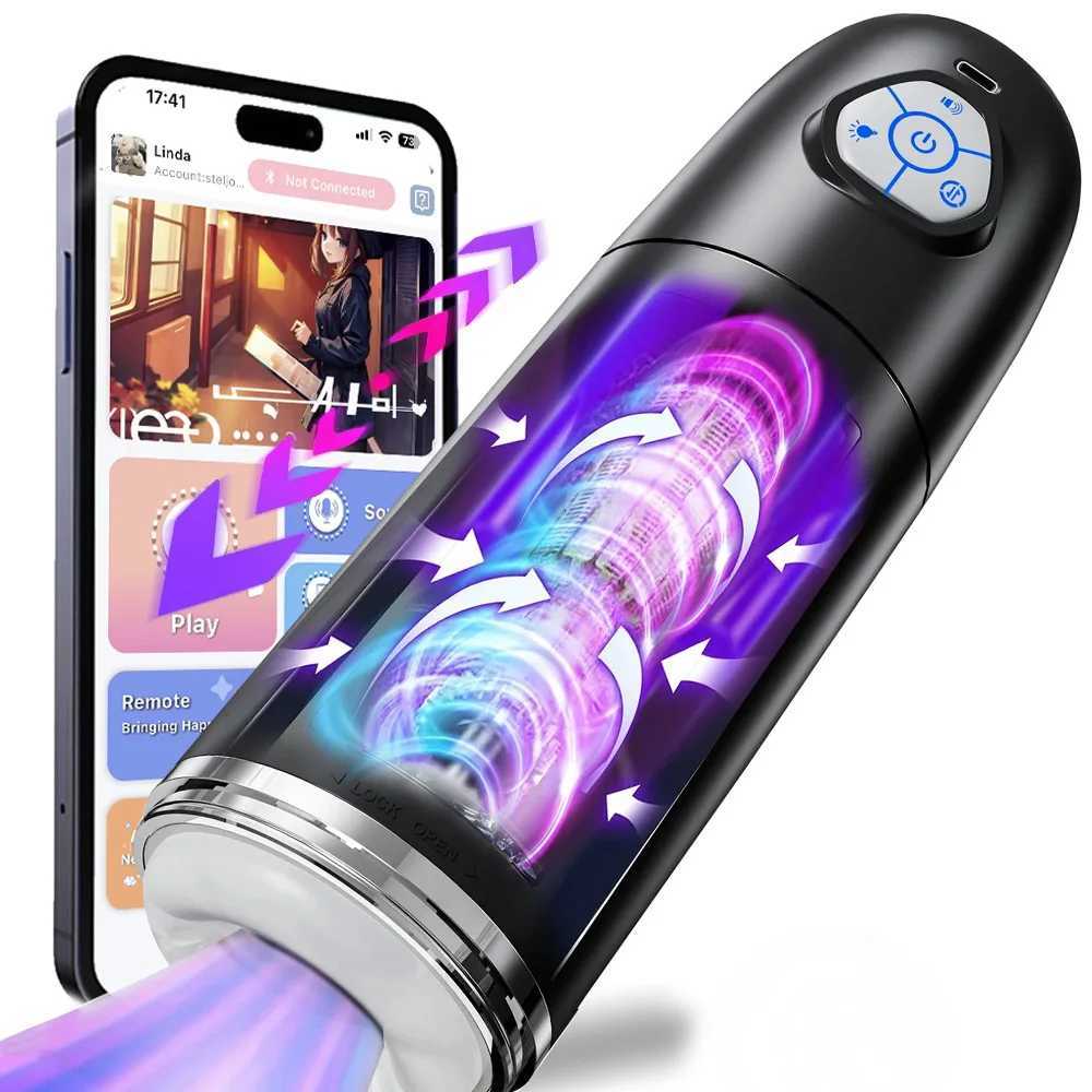Automatic Male Masturbator Penis Pump With 10 Rotating Thrusting Modes Blowjob Pocket Pussy Sex Machine Adult Toy Male VibratorXJ250715