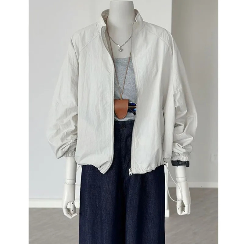 Korean Female Long Sleeved Sunscreen Jacket Spring Summer Women Leisure Sports Jacket Coat Solid Color Thin Style Ladies Outwear 250715