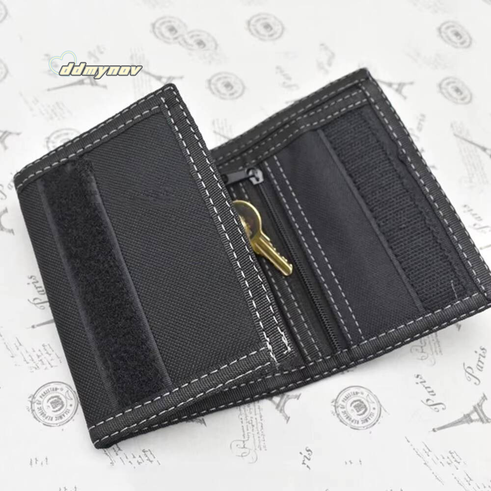 Touch Fastener Mens Short Wallet Fashion Leisure Multi-position 3 Fold Purse Durable Black Male Coin Pocket Daily Use ddmynov