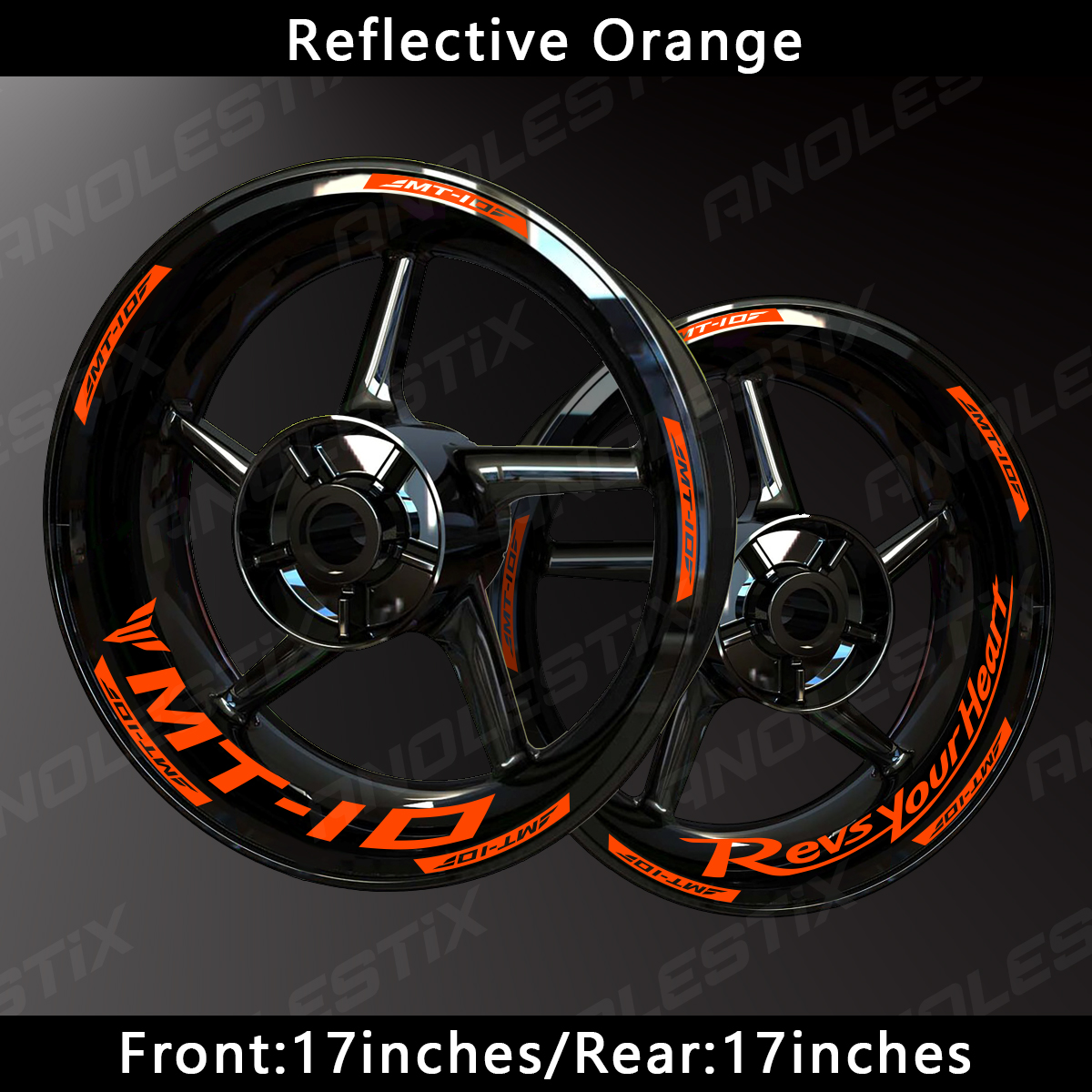 AnoleStix Reflective Stripes for Yamaha MT-10 Motorcycle Wheels - Durable Hub Decals