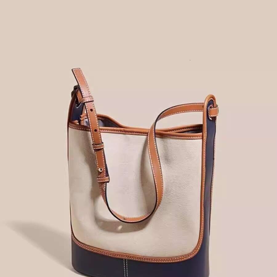 Denim Blue Canvas Bucket for Women 2025 New Summer Niche Designer Commuter Shoulder Crossbody Large Bag