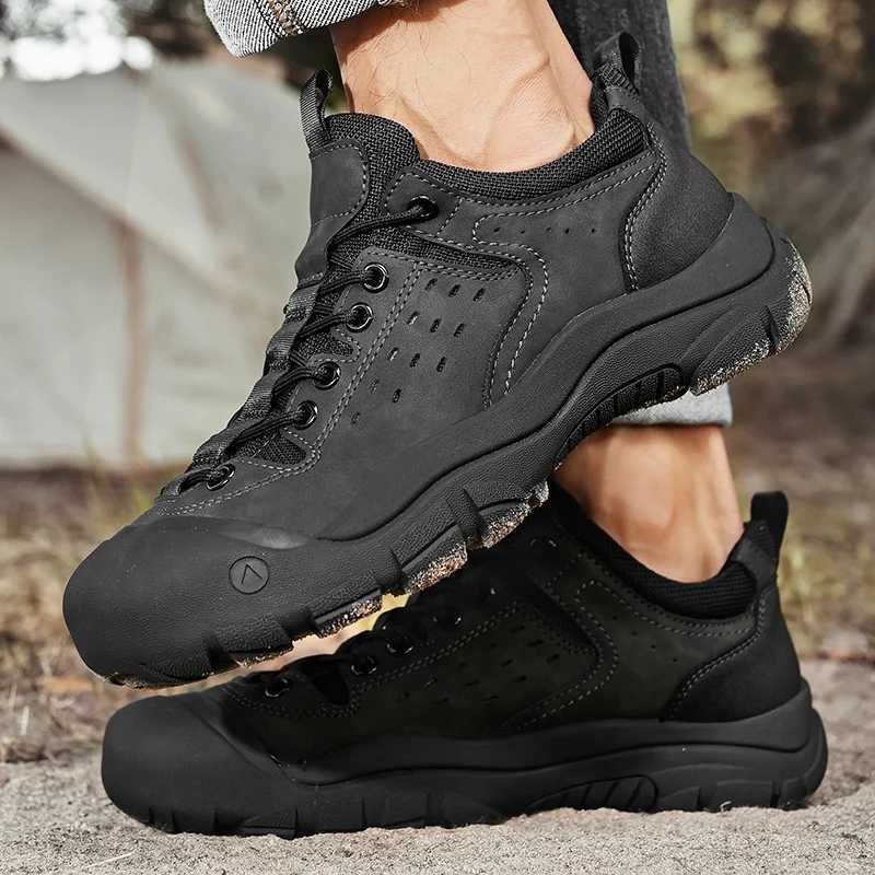 Mens Hiking Shoes Outdoor Anti-Slip Luxury Mens Leisure Climbing Shoes Genuine Leather Thick Bottom Fashion Jogging Mens Shoes W250716