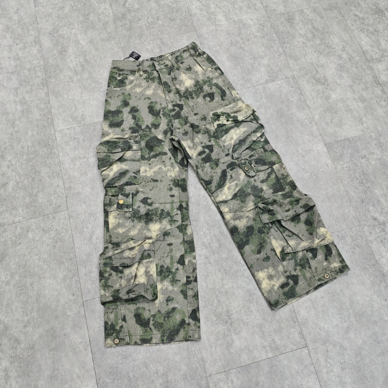 Fashion Cleanfit Style Camouflage Loose Oversize Vintage Streetwear Trousers High Street Casual Cotton Cargo Pants For Men Z260315