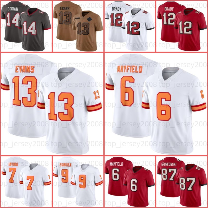 12 Tom Brady 6 Baker Mayfield Football Jersey Mike Evans Bucky Irving Vita Vea Chris Godwin Lavonte David Antoine Winfield Jr. YaYa Diaby Tristan Wirfs Emeka Egbuka