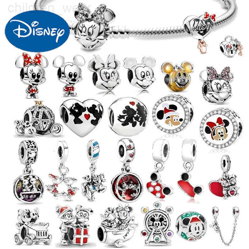 Disney Mickey Mouse 925 Silver Charms Fit Minnie Girls Original Bracelet Cartoon Stitch Style Beads Pendant Gift For Jewelry W20250716