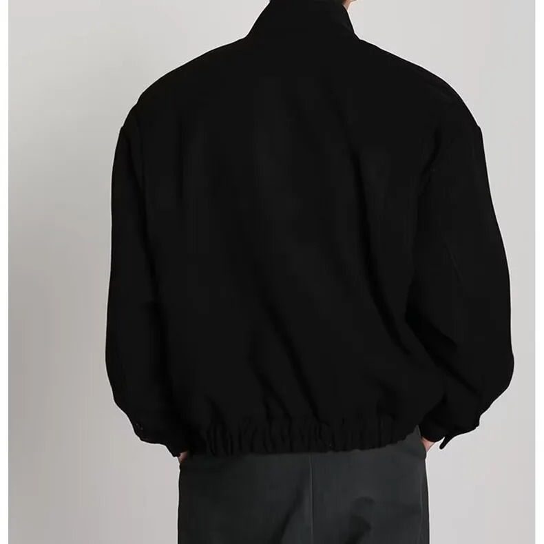 autumn and winter trendy workwear stand up collar jacket woolen coat British style niche baseball suit trend 250716 - view 4