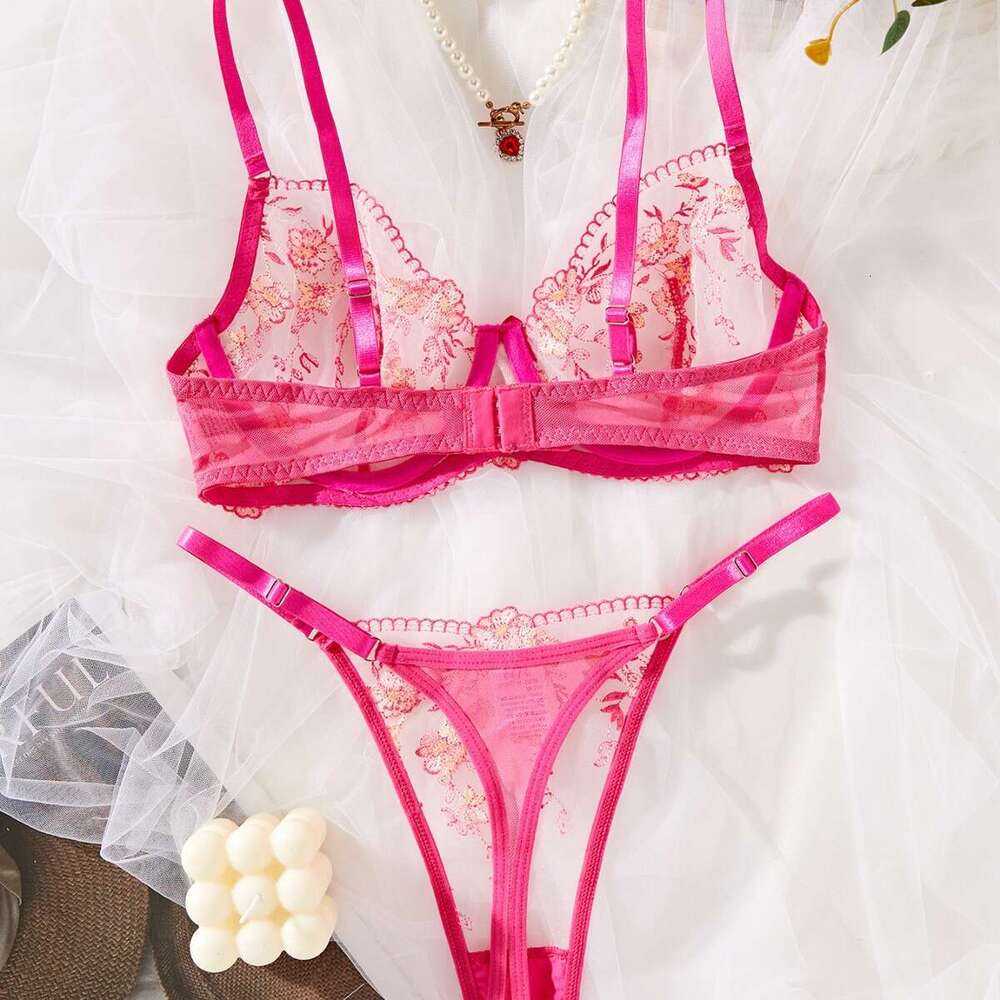 Red Sexy Lingerie Set Lace Lingerie Sexy Underwear Sexy Women S Floral Embroidery Lingerie Bra Set