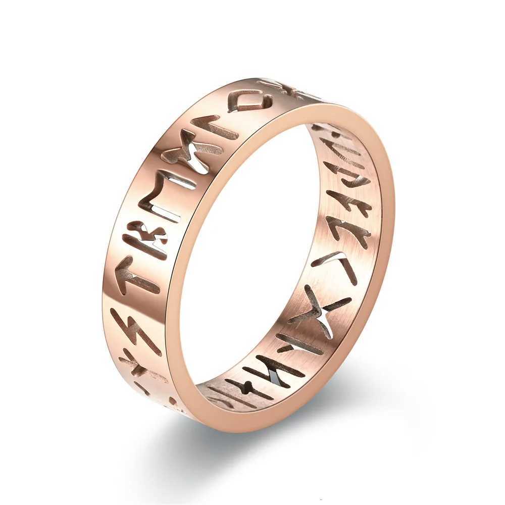 2025 New Stainless Steel Hollow Out Ring for Men Women Fashion Hollow Rune Design Finger Anillo Antiestres Anxiety Rings S250716