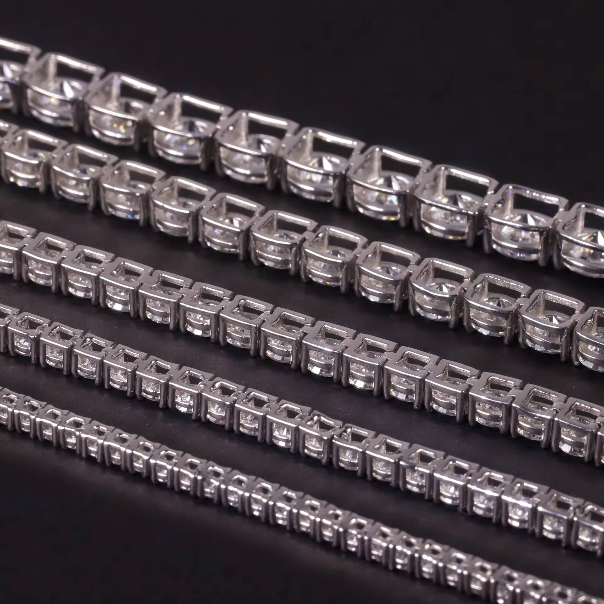 Hot Sale 925 Sterling Silver Moissanite Necklace Bracelet Moissanite Tennis Chain Necklace 3 4 5 6mm D VVS Moissanite Chain
