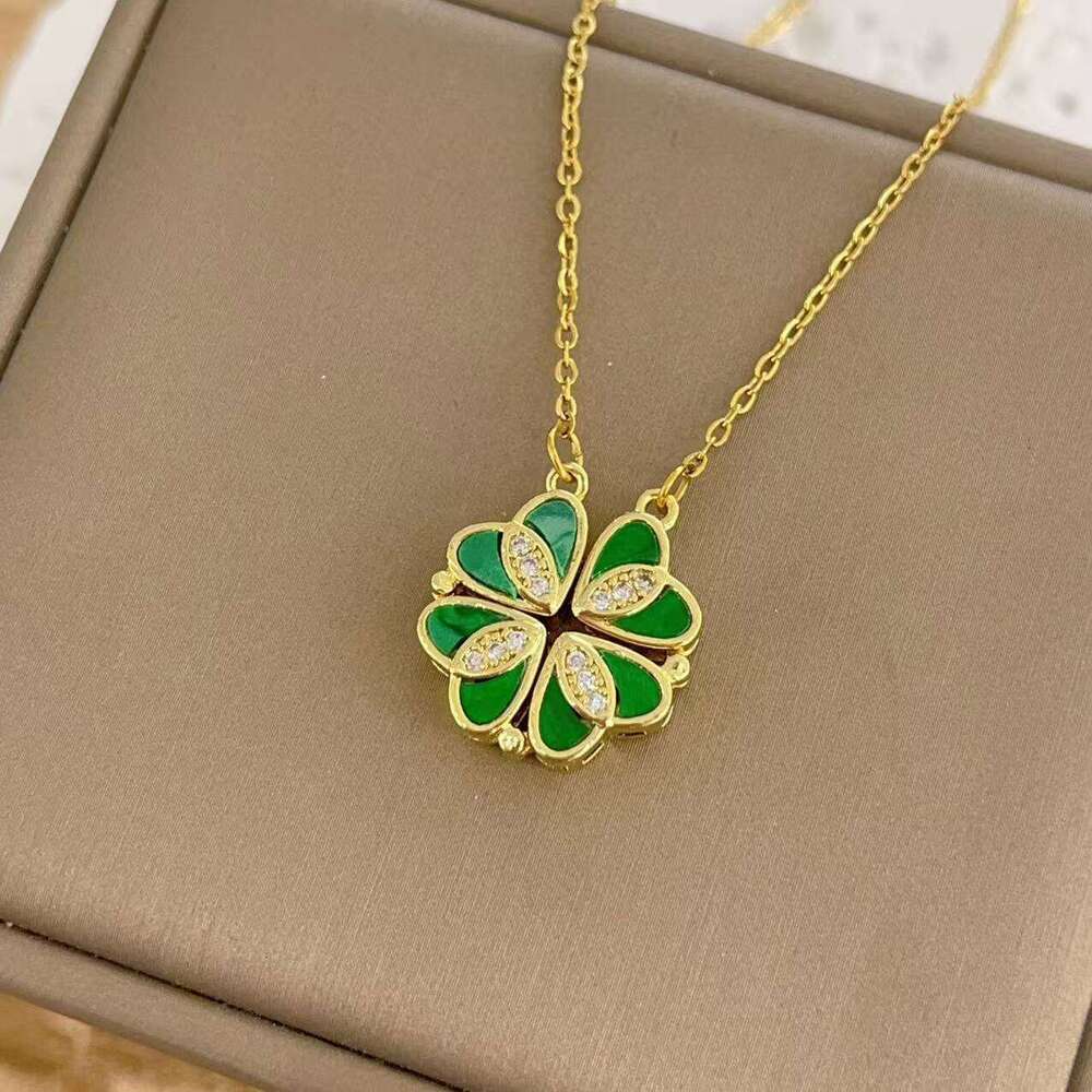 INS Simple Two-Way Titanium Steel Necklace For Women Copper Gold-Plated Fashion Heart Pendant Collarbone Chain F61