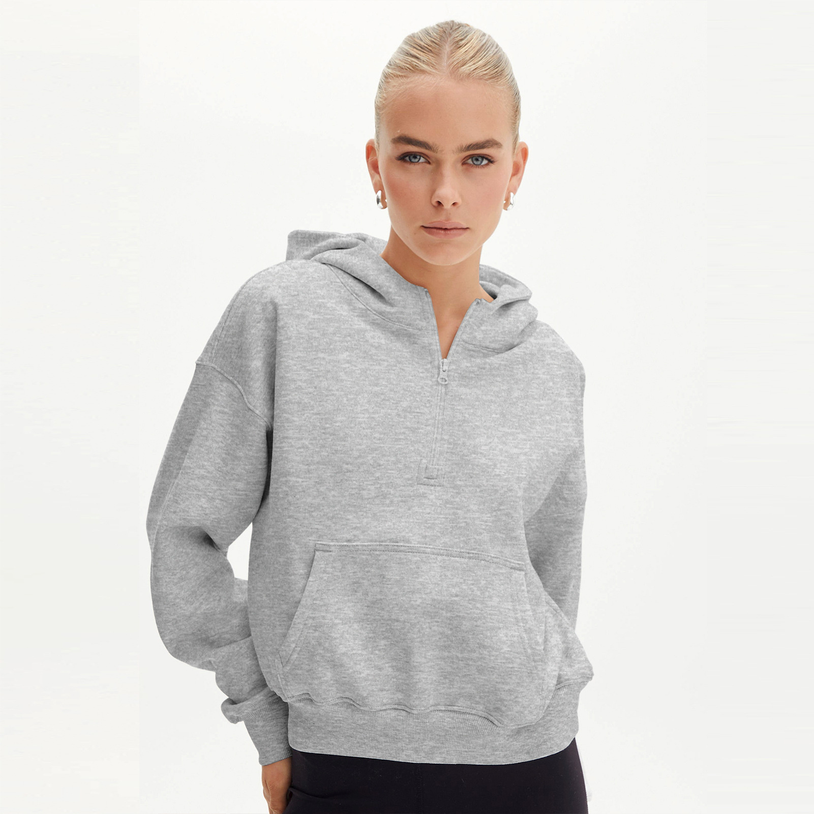hot Free shipping designer hoodie for women Half zip hoodie fashionable simple loose fitting pullover hoodie long sleeved top