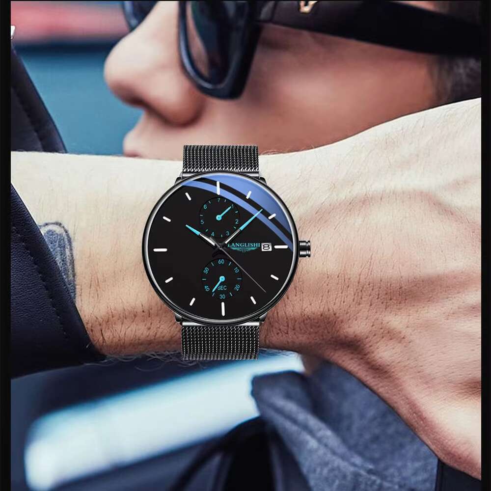 DHgargets Men's Slim Student Watch - 50M Waterproof Stainless Steel Quartz Wristwatch with Date & Luminous (Model 6202)