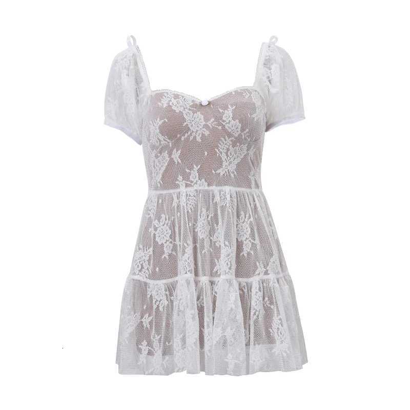 Sexy Hollow Out Lace Patchwork Mini Dress Y2K Summer Square Neck Low Cut Slim Dress Fashion Hot Girls Party Evening Dresses R250716