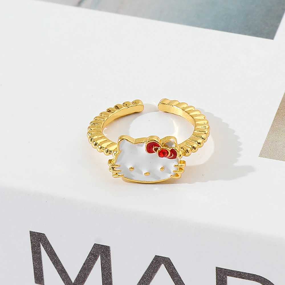Sanrio New Sanrio Hello Kitty Open Rings Women Cartoon Simple Trendy Rings Sweet Girl Ring Cute Little Cat Ring Gift w250716