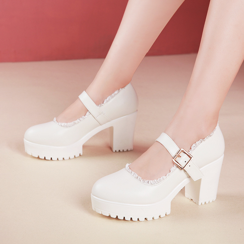 Autumn High Heels Chunky Heel Round Toe Catwalk Women Thick Sole Waterproof Platform Cheongsam Large Size Single Black Performance Shoes ddmysaturn