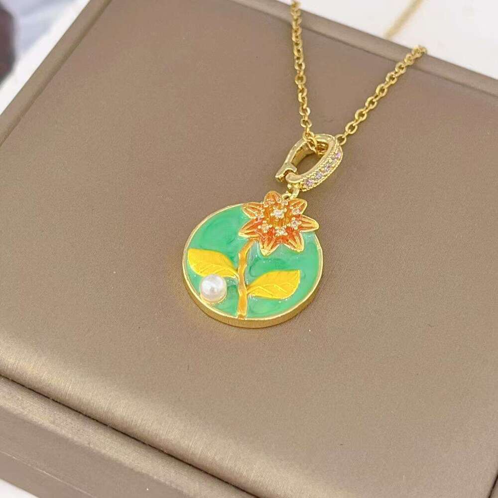 Vintage Oil Painting Style High-End Necklace Monet French Light Collarbone Chain Non-Allergenic Non-Fading Choker For Women 399