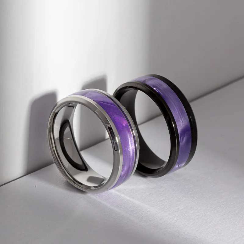 Hot Selling Classic Titanium Steel Black Elegant Purple Colorful Couple Ring For Women Men Jewelry Accessories Size 6-13 S250716