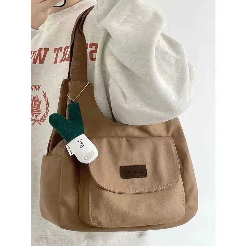 Japanese Sle Canvas Commuter Bag Womens Color Casual Versatile Tote Bag Simple Design Sensation Handbag