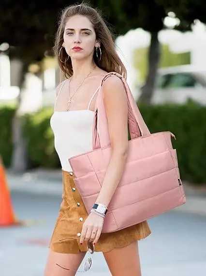 New Ladies Lightweight Tote Bag Laptop Bag Crossbody Casual Handbag Single oulder Bag Sli Nylon Fabric Square ape