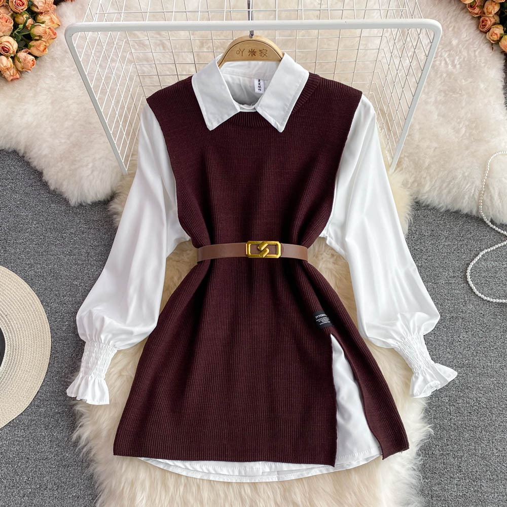 Women's Blouses Syiwidii Sets Women Knitted Sweater Vests Autumn 2025 Fashion Turn-down Collar Single Breasted Female Two-piece