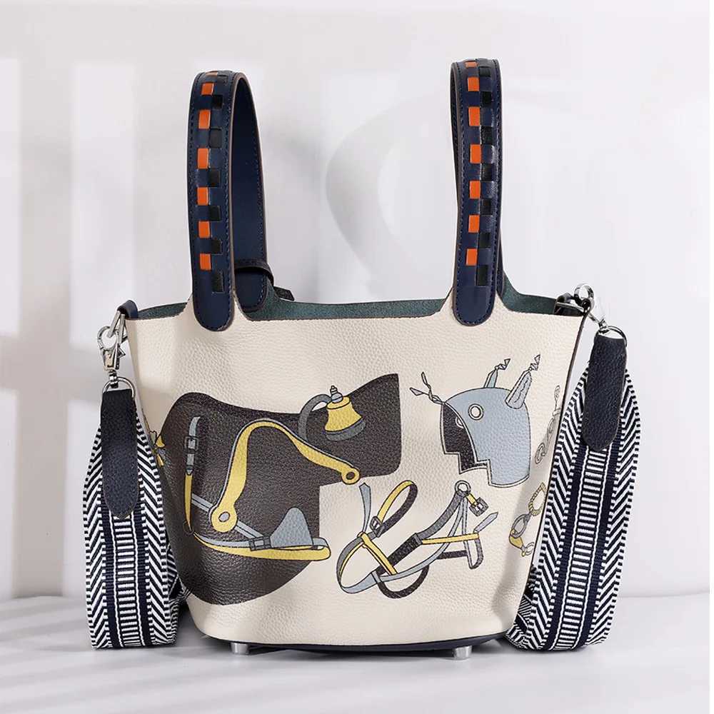 New Womens Bucket Bag Trend Brand Genuine Leather Shoulder Bag High Quality Lady Crossbody Bag Designer Luxury Handbag
