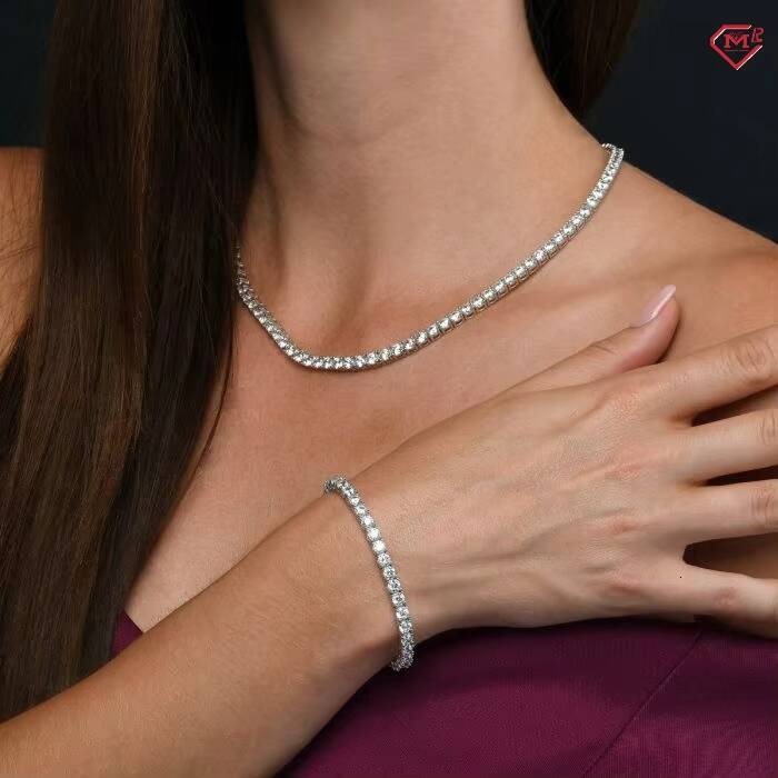 Popular 4mm Tennis Bracelet Women Men Hiphop 925 Sterling Silver Round Brilliant Cut VVS Moissanite Tennis Chain