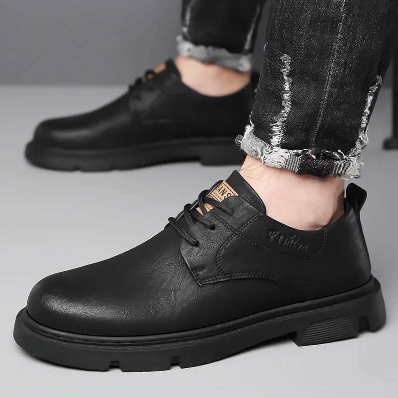 Cow Leather Autumn Platform Shoes for Men Fashion Casual New Designer Derby Shoes Mens Low Top Work Ankle Boots W250716