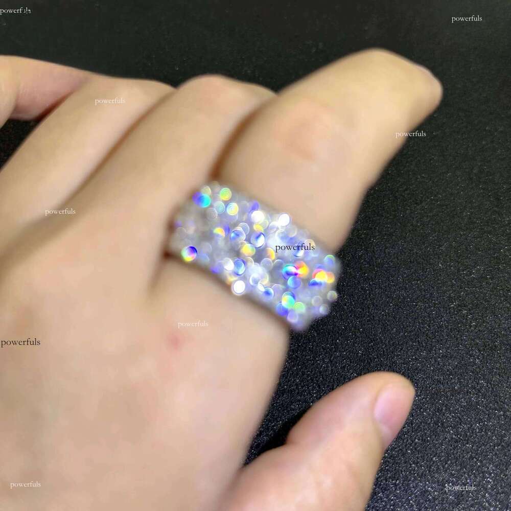 VVS Moissanite Dia Wedding Engagement Ring Hip Hop Jewelry Iced Out Sier Round Eternity Bands