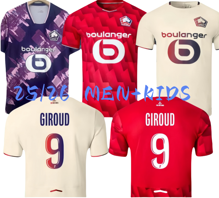 25 26 Maillot Lille Soccer Jerseys 2025 2026 LOSC Fourth Football Jersey Shirt Kit Home Away Third HARALDSSON Men Kids Kit GIROUD J DAVID ZHEGROVA ANGEL YAZICI