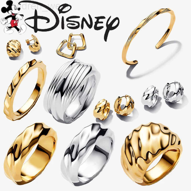 Disney 2025 New Charm Fashion Yellow White Irregular Geometric Earrings Rings Bracelets Suitable For Brand DIY Jewelry Wholesale W20250716
